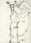 Sheet of Studies with African Sculpture and Caryatid Amedeo Modigliani